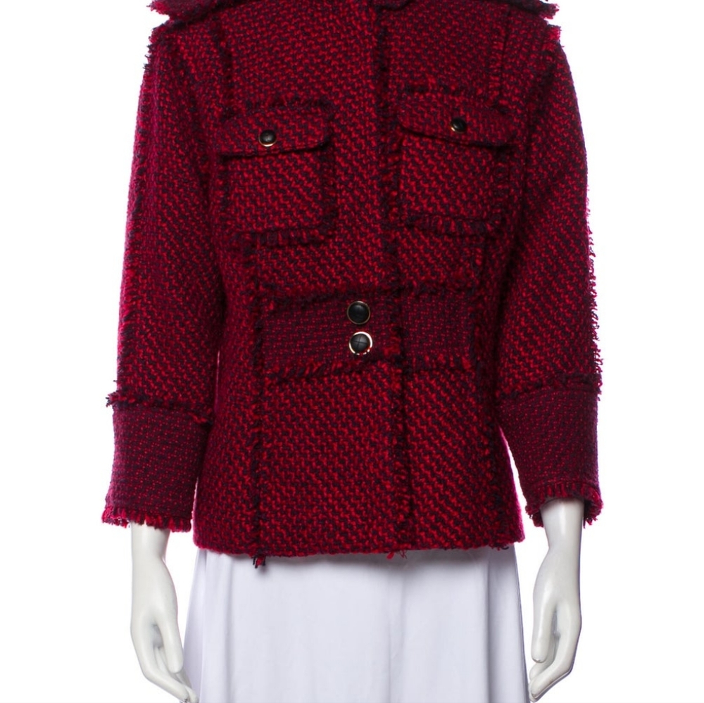 NWT TORY BURCH Red/Navy Tweed Jacket sz 12